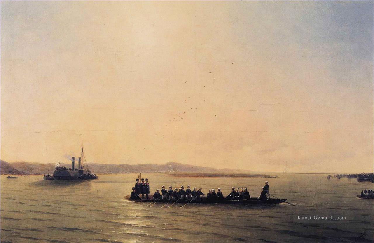 Alexander II die donau 1878 Verspielt Ivan Aiwasowski russisch Kreuzung Ölgemälde